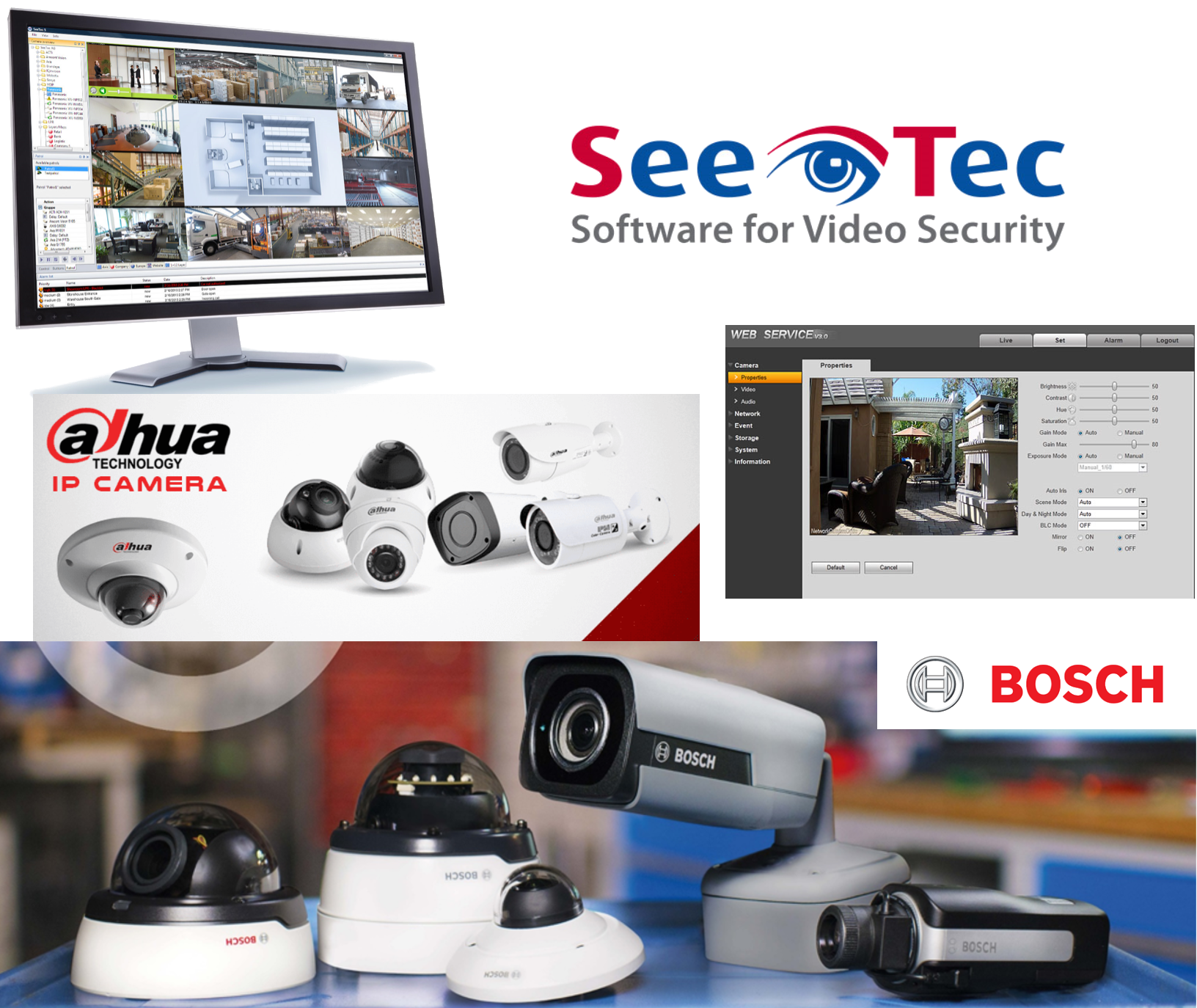Les solutions professionnelles : Seetec, Bosch, Dahua